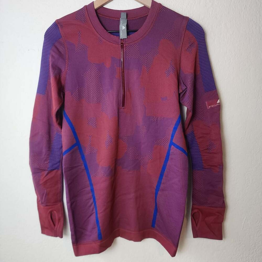 Adidas X Stella McCartney Fitted Shirt Womens Small Purple 1/4 Quarter Zip